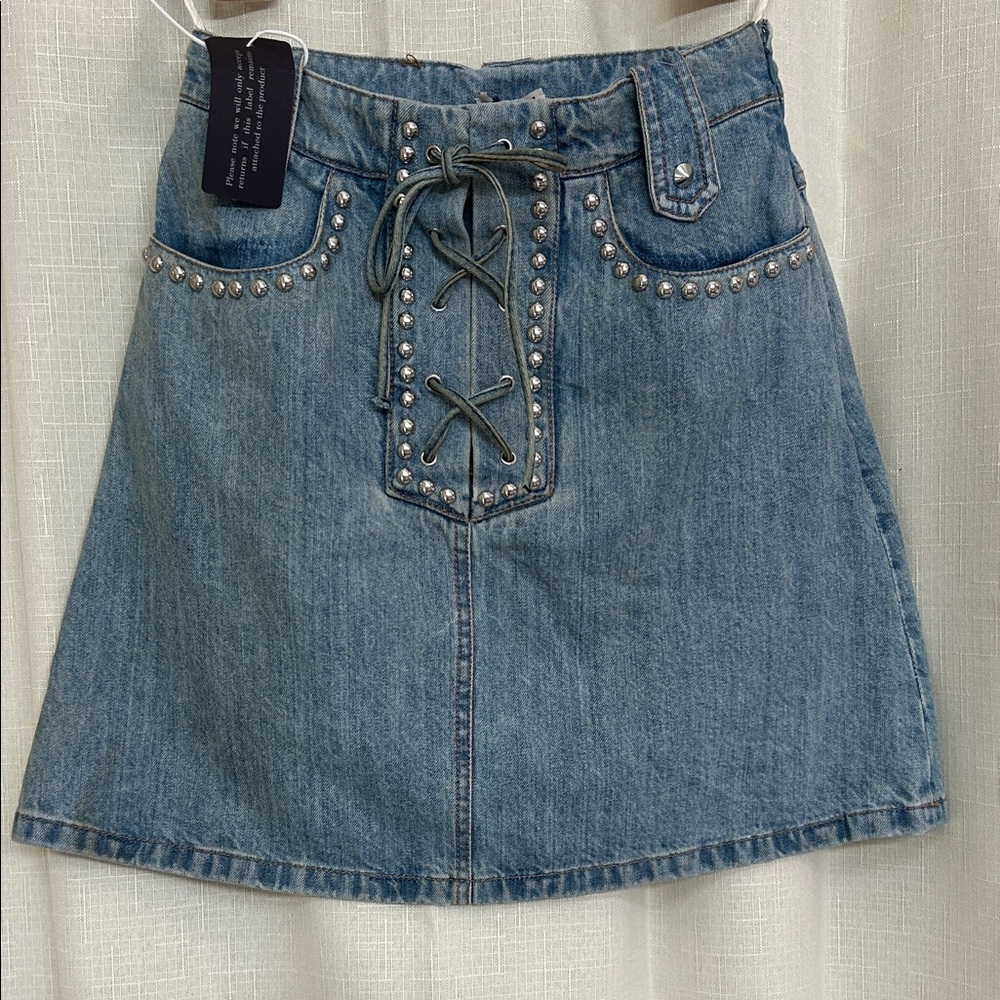 Miu Miu Denim Studded Skirt